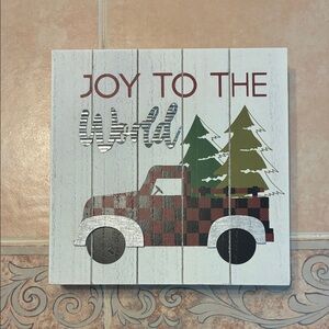 Holiday Wall Art with Red and Green Truck Design
